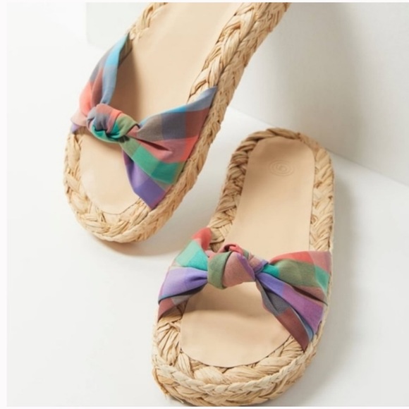 Urban Outfitters Shoes - UO Willow Knotted Raffia Jute Plaid Sandal